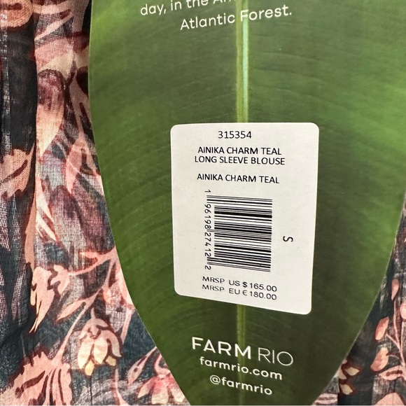 FARM Rio Ainika Charm Teal Long Sleeve Blouse - Picture 7 of 8